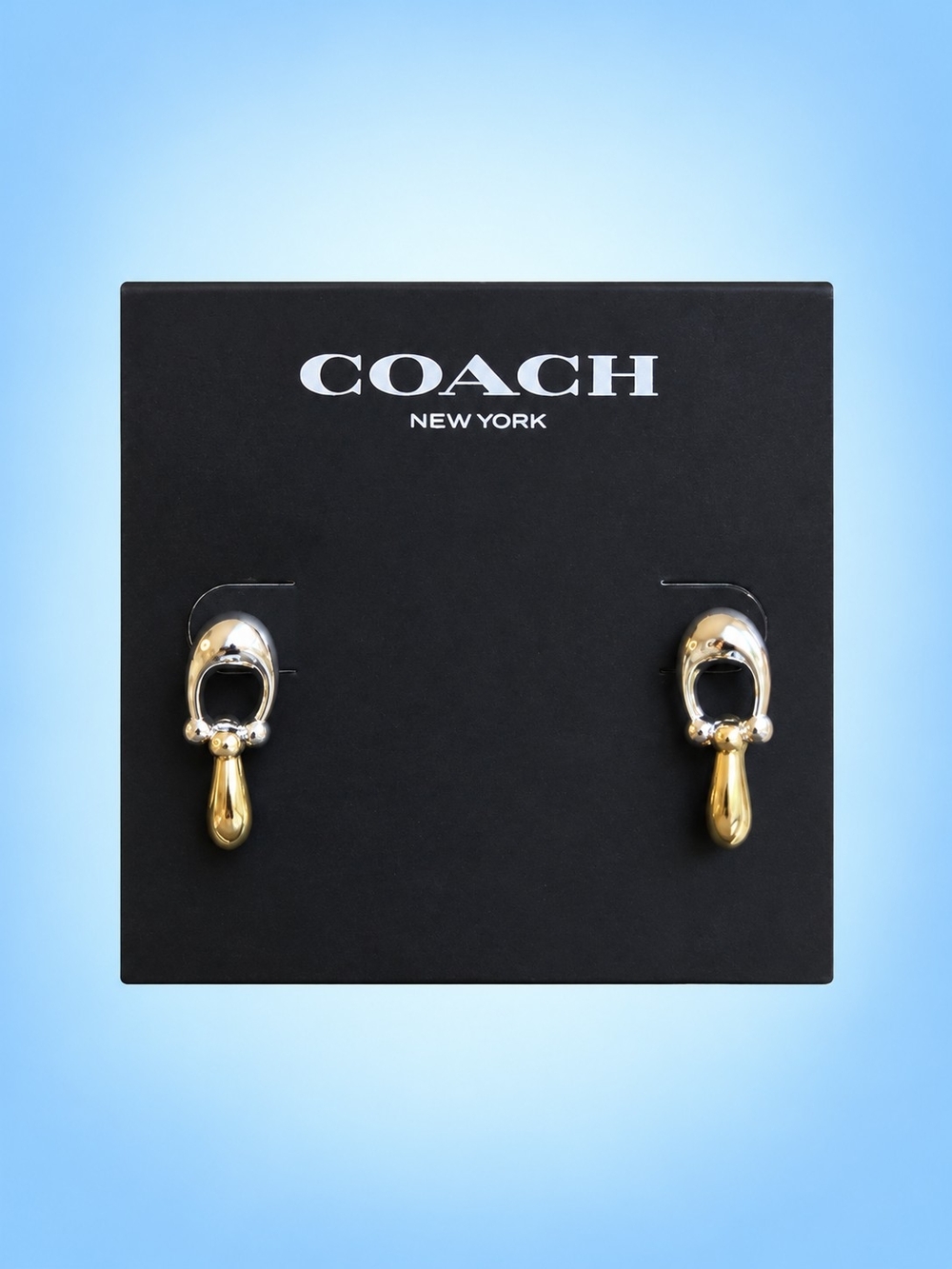 COACH Two-Tone Silver & Gold Teardrop Drop Earrings
